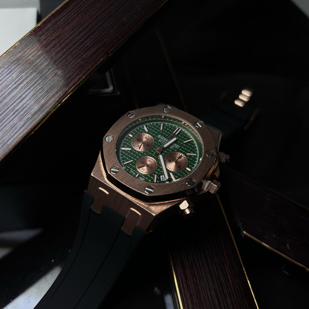 Audemars Piguet Royal Oak Chronograph For Him - Rose Gold - Tone with Green Dial - Giiz store