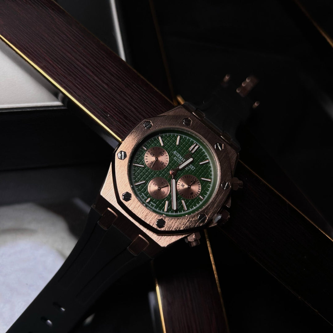 Audemars Piguet Royal Oak Chronograph For Him - Rose Gold - Tone with Green Dial - Giiz store