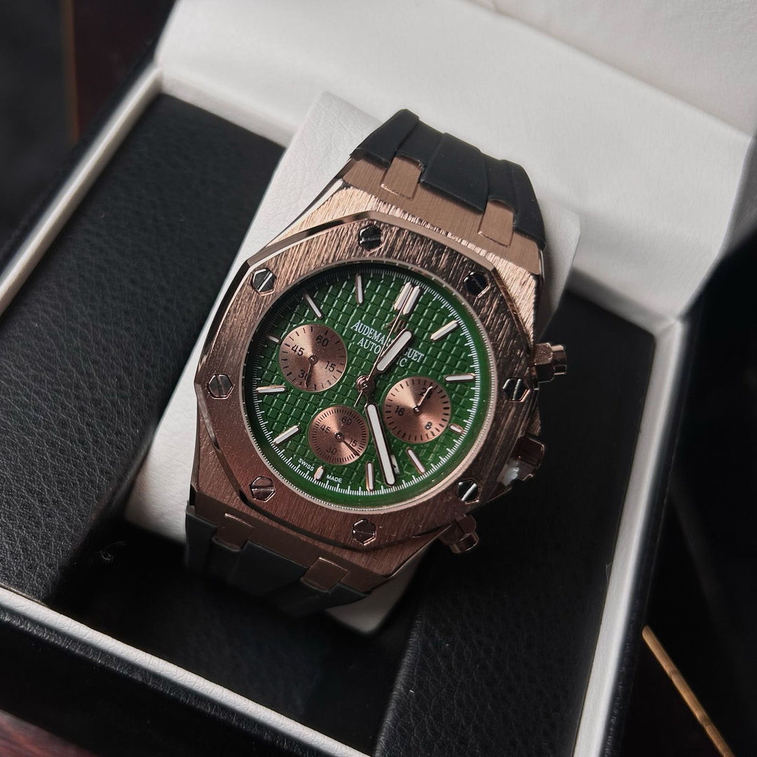 Audemars Piguet Royal Oak Chronograph For Him - Rose Gold - Tone with Green Dial - Giiz store