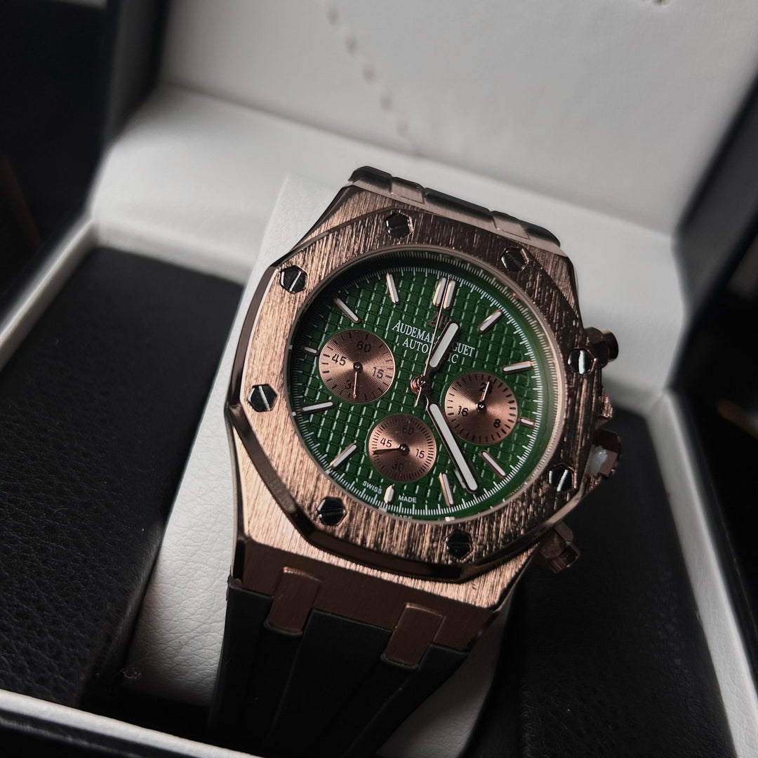 Audemars Piguet Royal Oak Chronograph For Him - Rose Gold - Tone with Green Dial - Giiz store