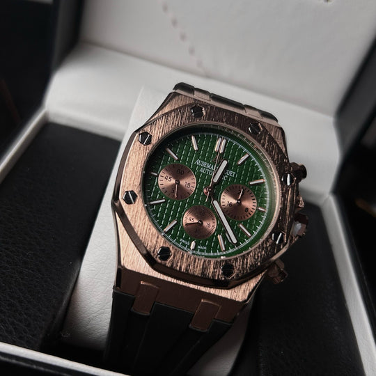 Audemars Piguet Royal Oak Chronograph For Him - Rose Gold - Tone with Green Dial - Giiz store