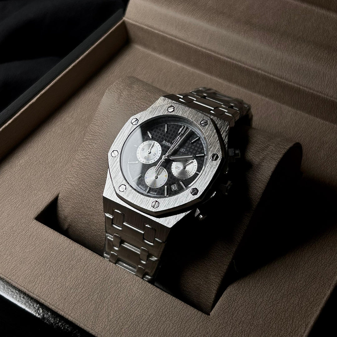 Audemars Piguet Royal Oak Chronograph For Him – Silver Black Dial - Giiz store