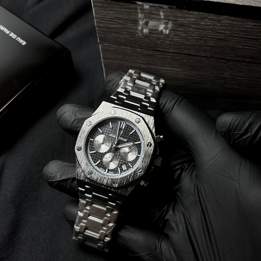 Audemars Piguet Royal Oak Chronograph For Him – Silver Black Dial - Giiz store