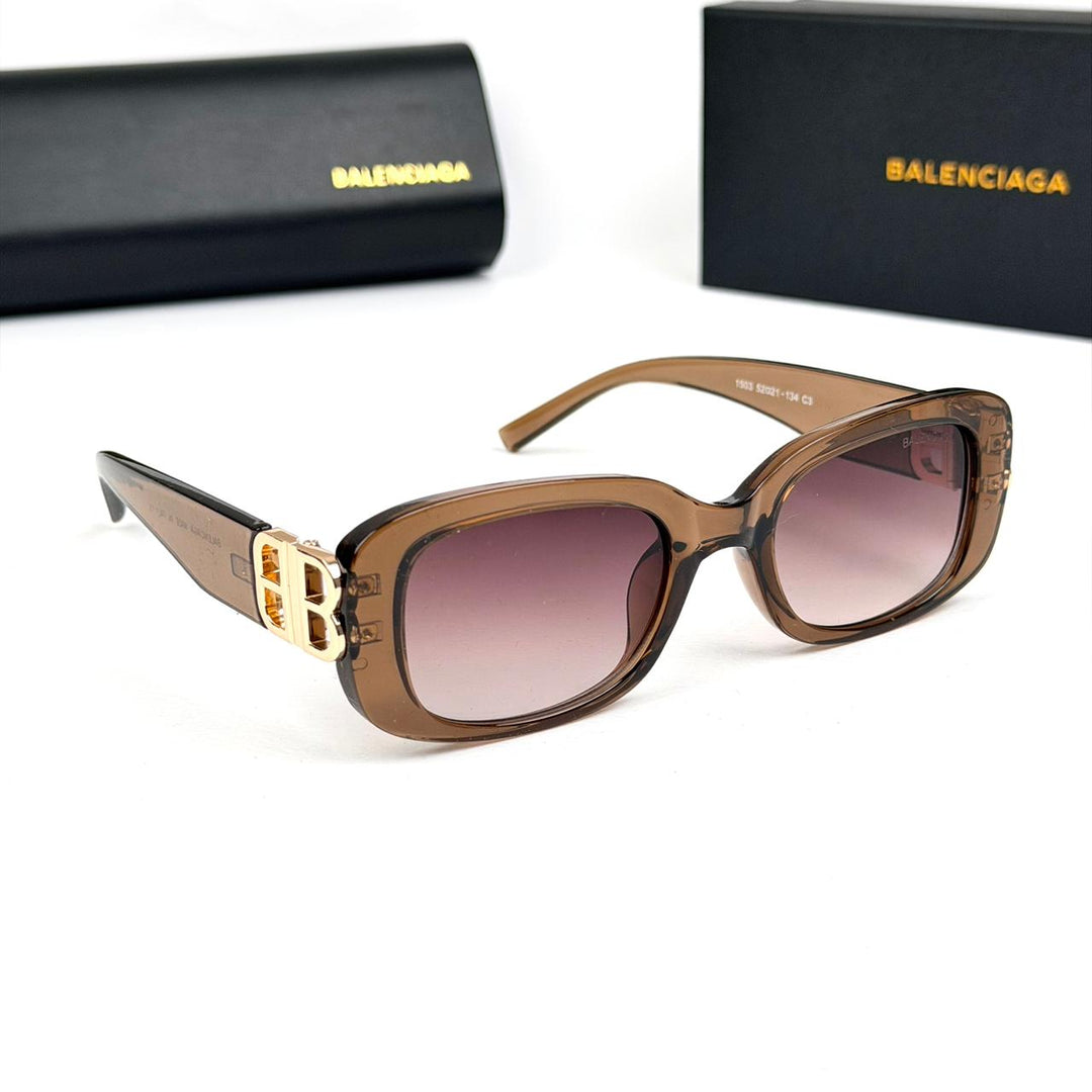 Balenciaga Rectangular BB0310SK - Caramel Smoke Brown - Giiz store