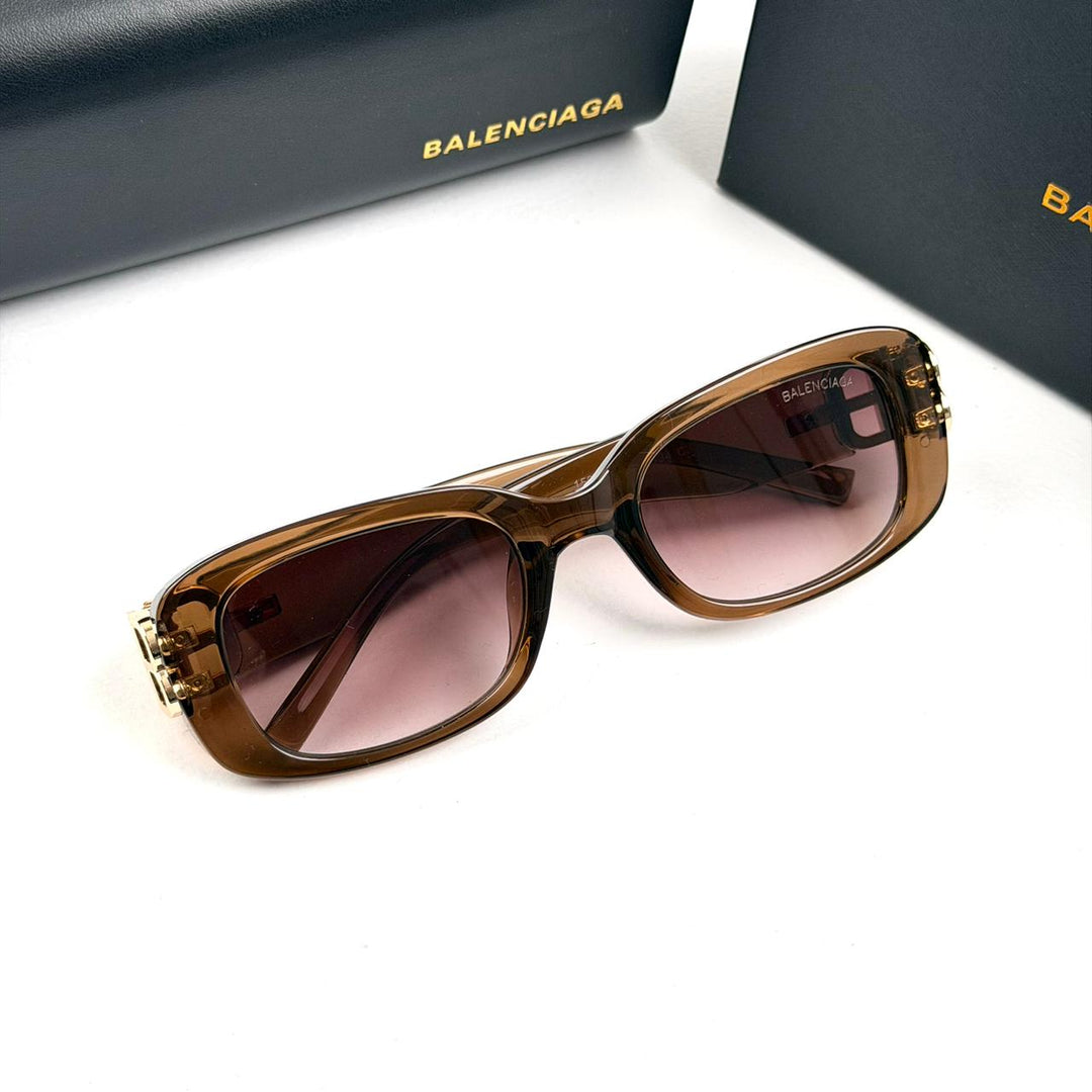 Balenciaga Rectangular BB0310SK - Caramel Smoke Brown - Giiz store