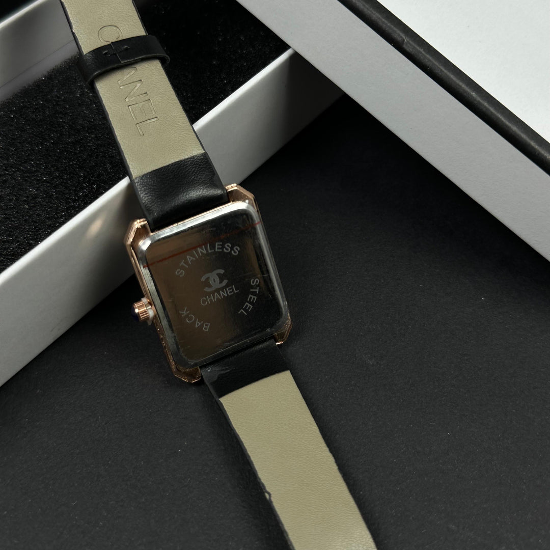 Chanel Crystal Rectangle – Rose Gold Black
