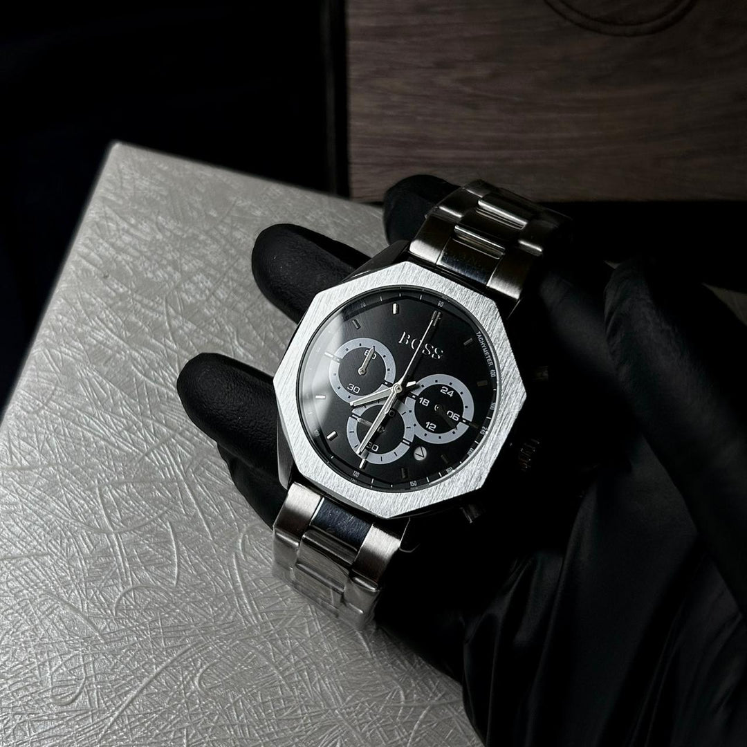 Boss Titan Edge Chrono – Silver Black - Giiz store