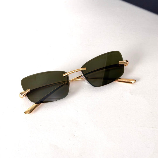 Bottega Veneta Rimless Rectangle – Olive Green - Giiz store