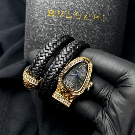 Bvlgari Serpenti Leather Wrap – Black - Giiz store