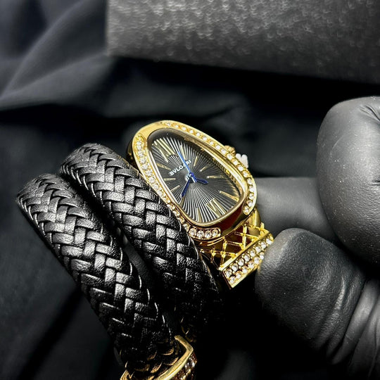 Bvlgari Serpenti Leather Wrap – Black - Giiz store