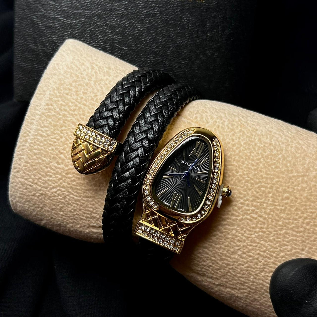 Bvlgari Serpenti Leather Wrap – Black - Giiz store
