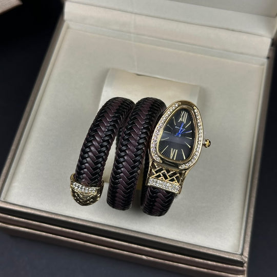 Bvlgari Serpenti Leather Wrap – Brown - Giiz store