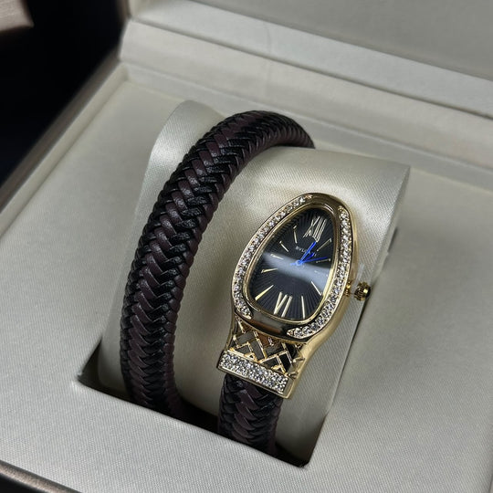 Bvlgari Serpenti Leather Wrap – Brown - Giiz store