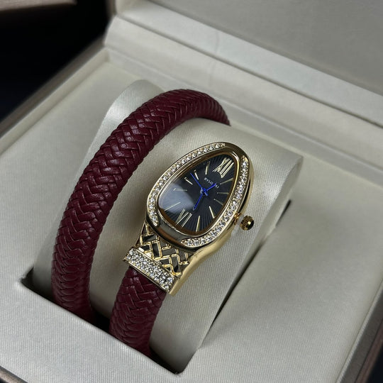 Bvlgari Serpenti Leather Wrap – Burgundy - Giiz store