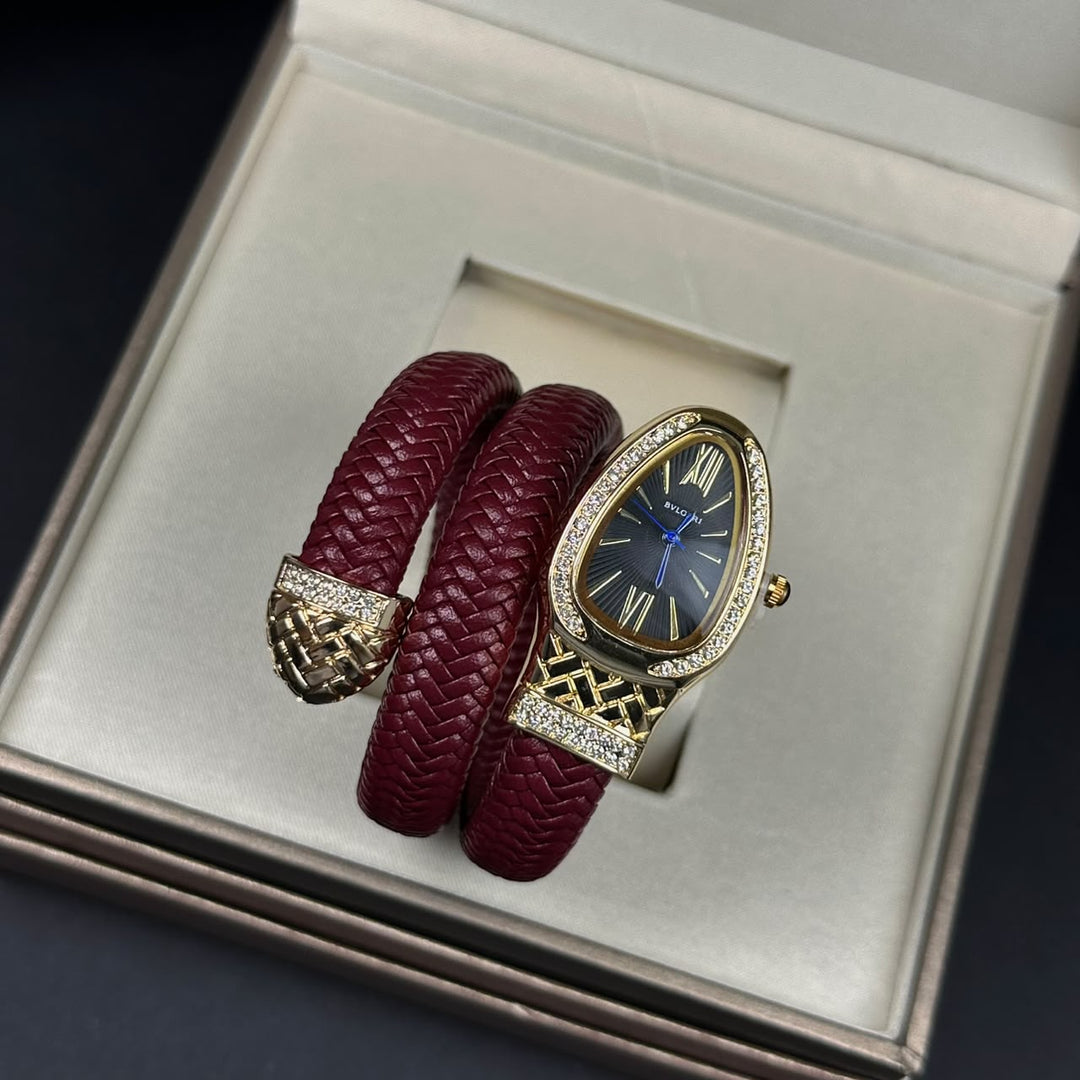 Bvlgari Serpenti Leather Wrap – Burgundy - Giiz store