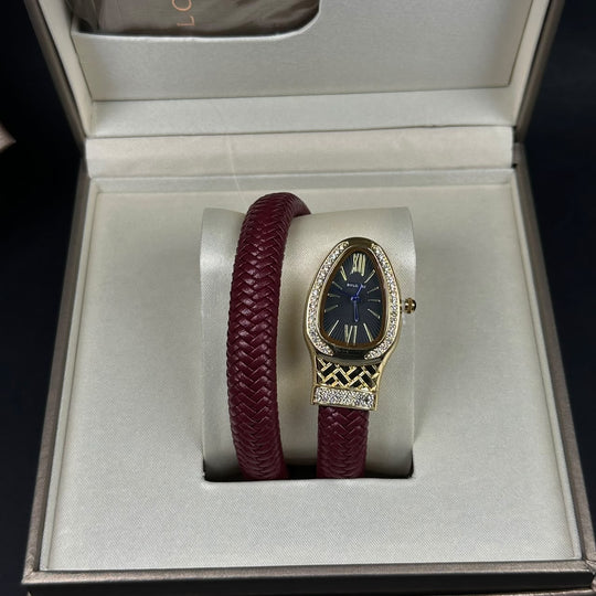 Bvlgari Serpenti Leather Wrap – Burgundy - Giiz store