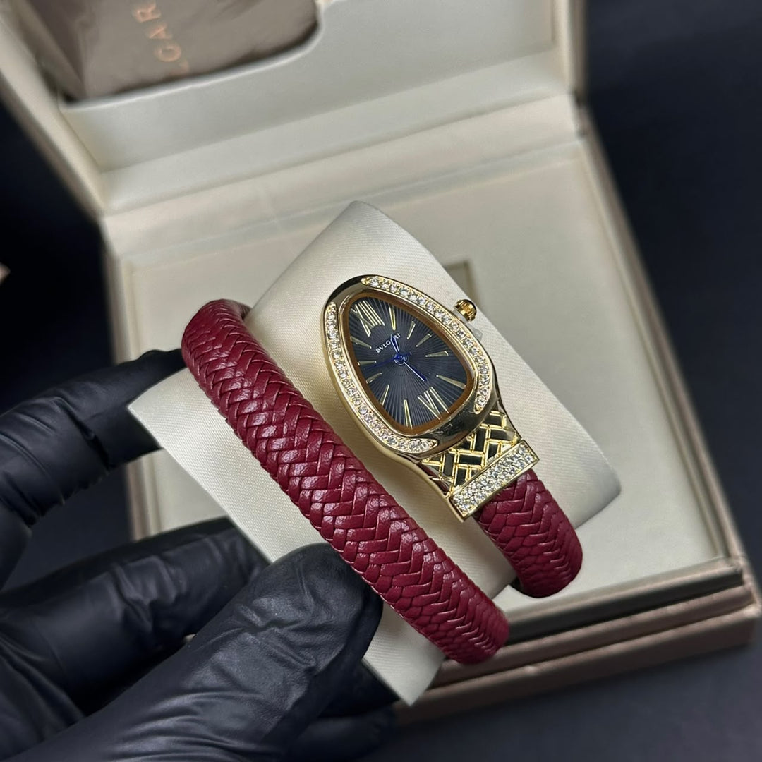 Bvlgari Serpenti Leather Wrap – Burgundy - Giiz store