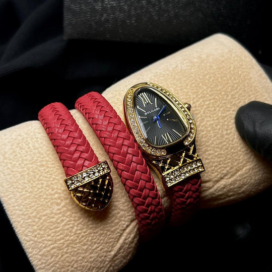 Bvlgari Serpenti Leather Wrap – Red - Giiz store