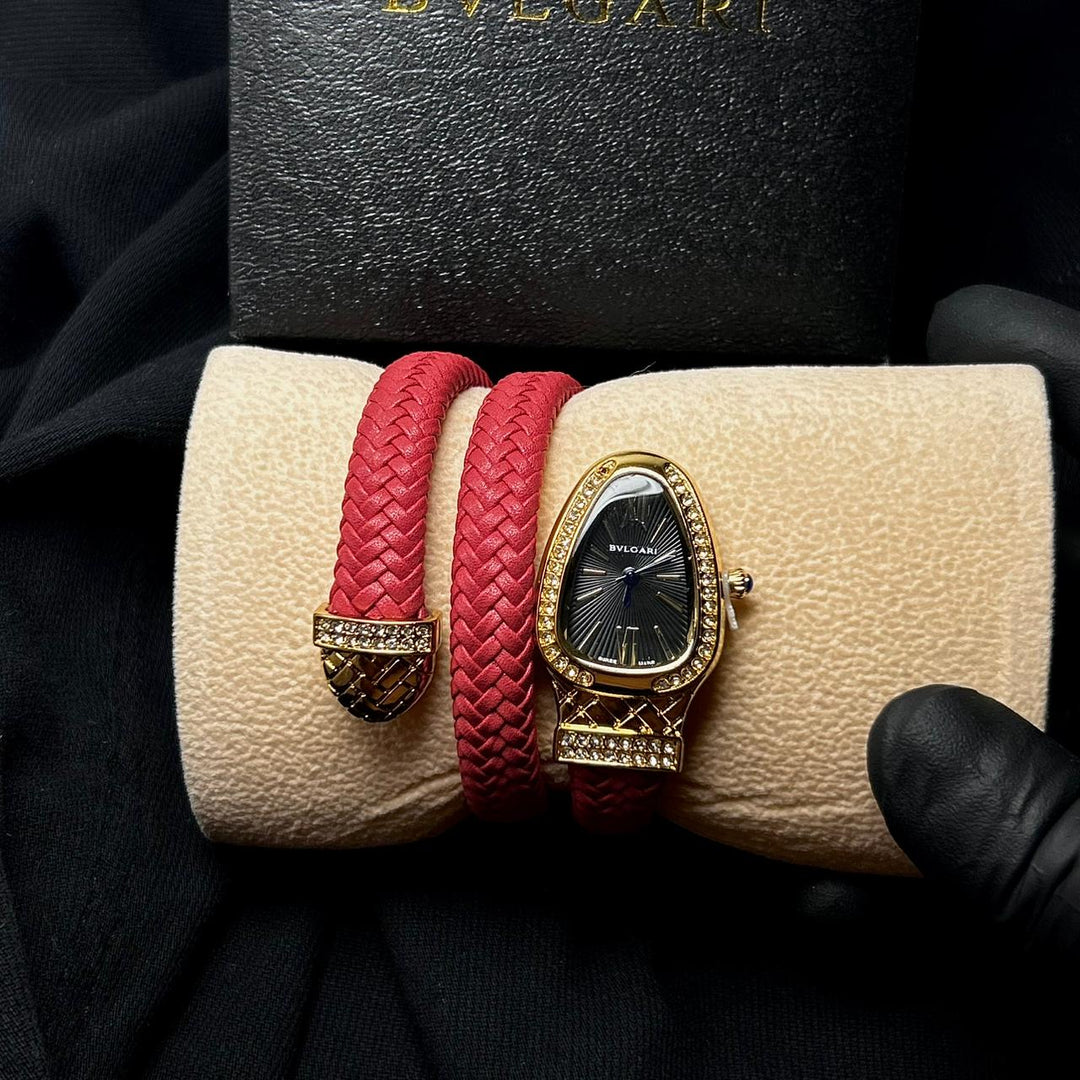 Bvlgari Serpenti Leather Wrap – Red - Giiz store