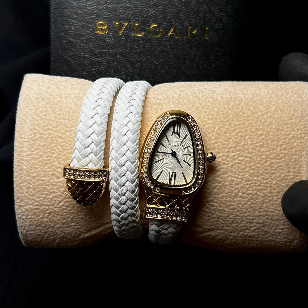 Bvlgari Serpenti Leather Wrap – White - Giiz store