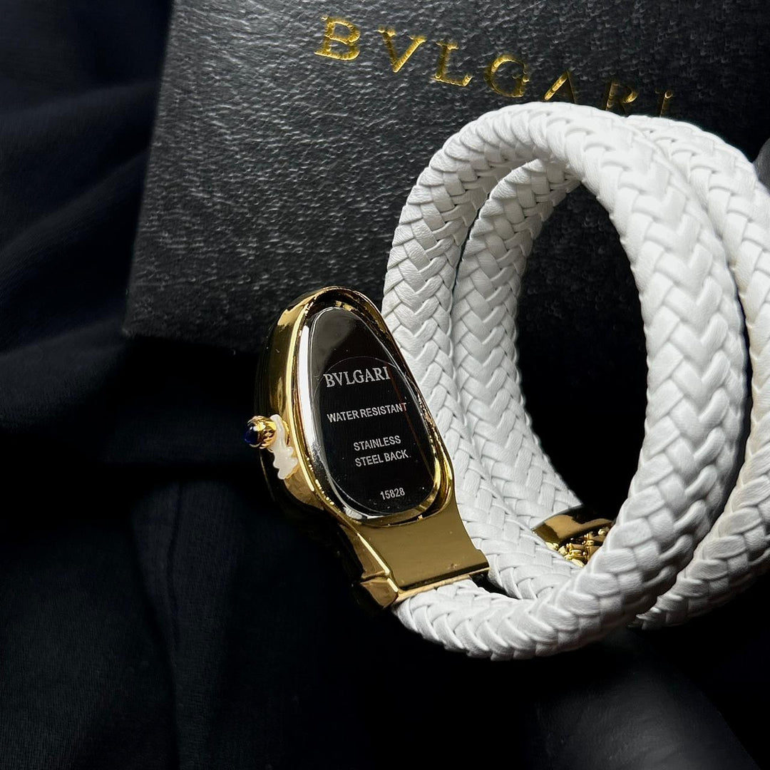 Bvlgari Serpenti Leather Wrap – White - Giiz store