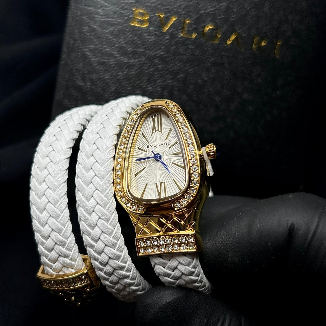 Bvlgari Serpenti Leather Wrap – White - Giiz store