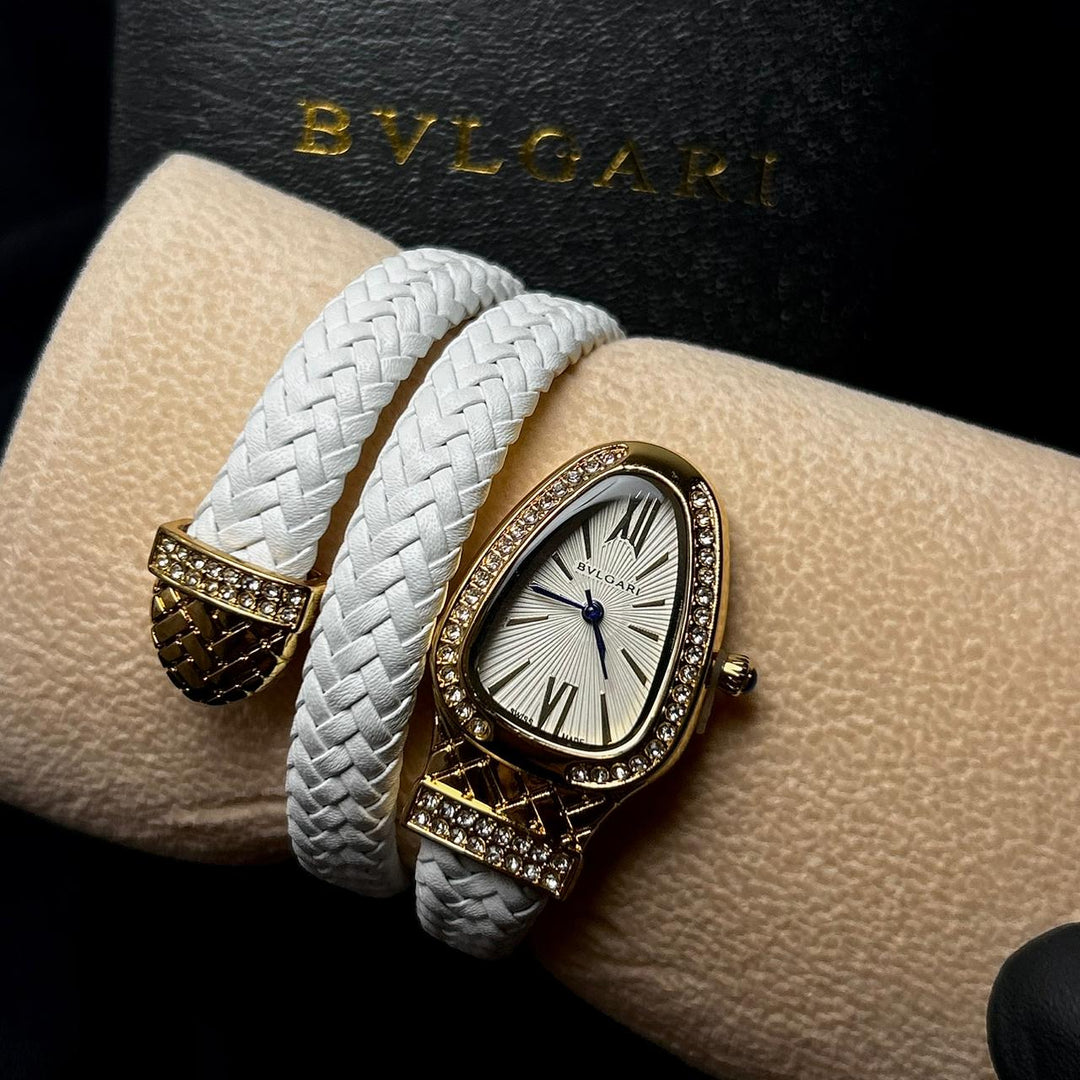 Bvlgari Serpenti Leather Wrap – White - Giiz store