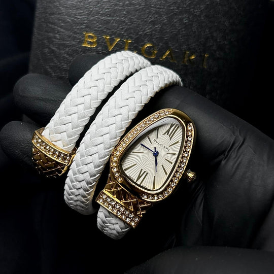 Bvlgari Serpenti Leather Wrap – White - Giiz store