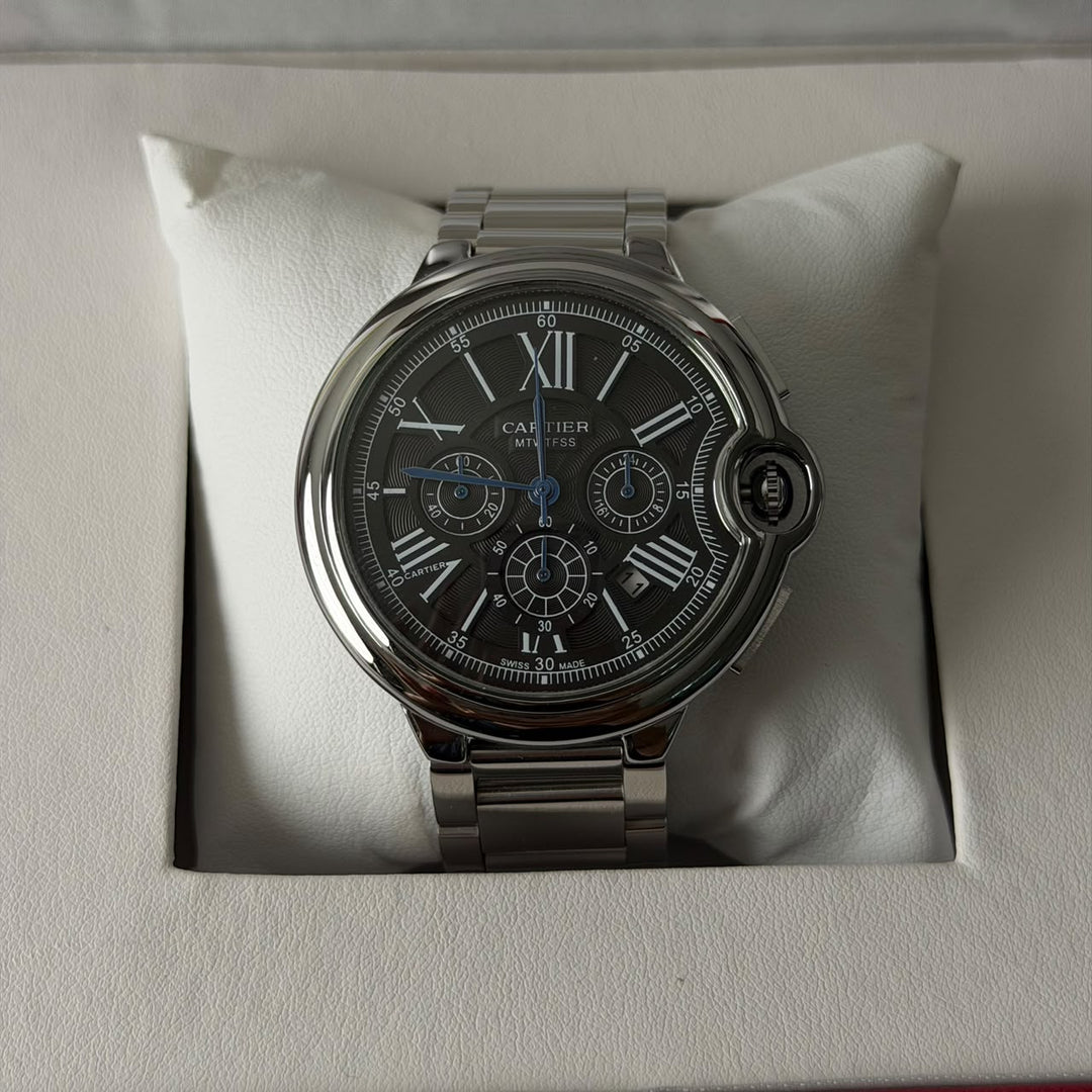 Cartier Ballon Bleu Chronograph For Him - Silver Black - Giiz store