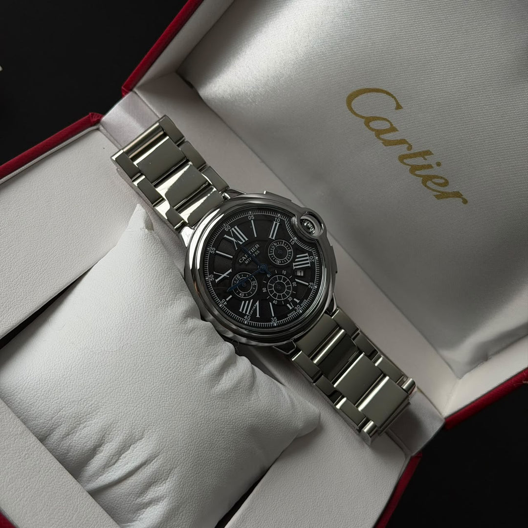 Cartier Ballon Bleu Chronograph For Him - Silver Black - Giiz store