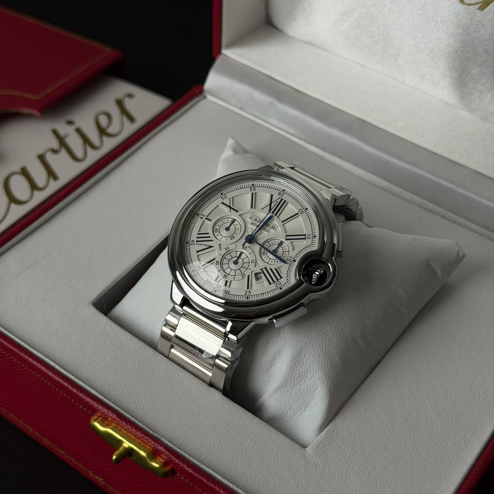 Cartier Ballon Bleu Chronograph For Him - Silver White - Giiz store