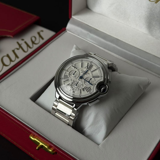 Cartier Ballon Bleu Chronograph For Him - Silver White - Giiz store