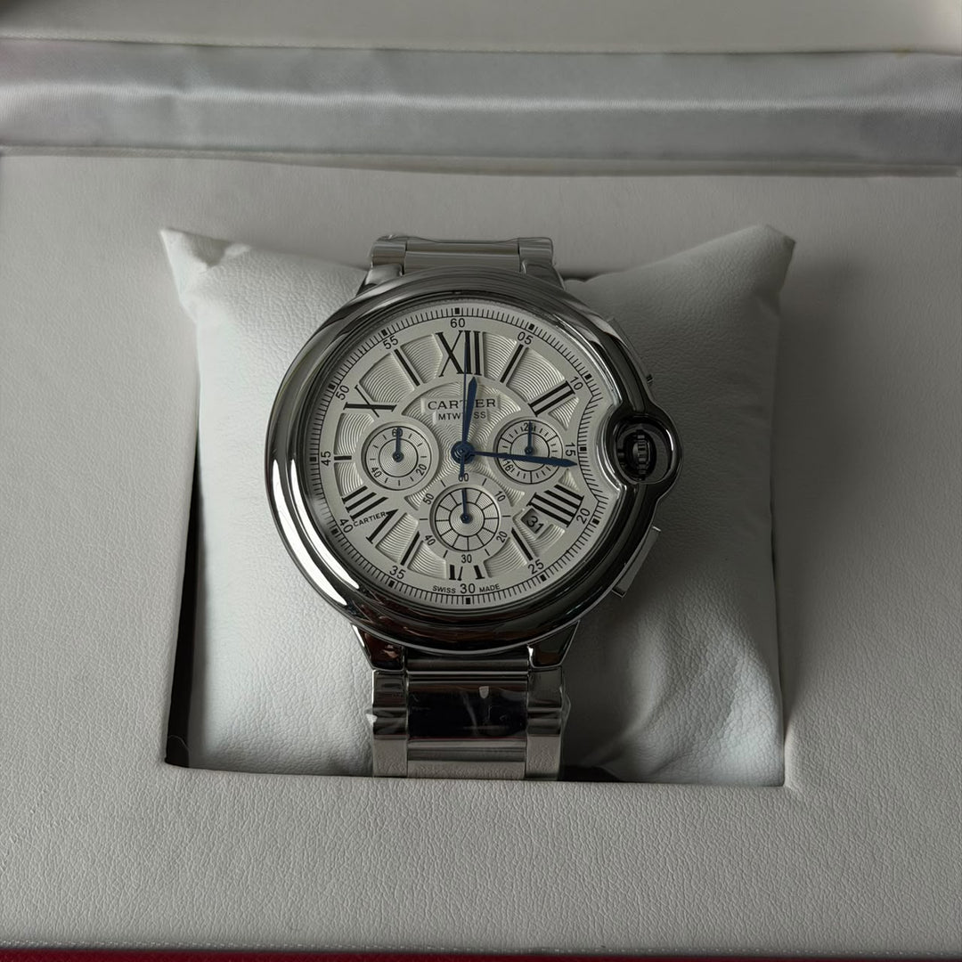 Cartier Ballon Bleu Chronograph For Him - Silver White - Giiz store