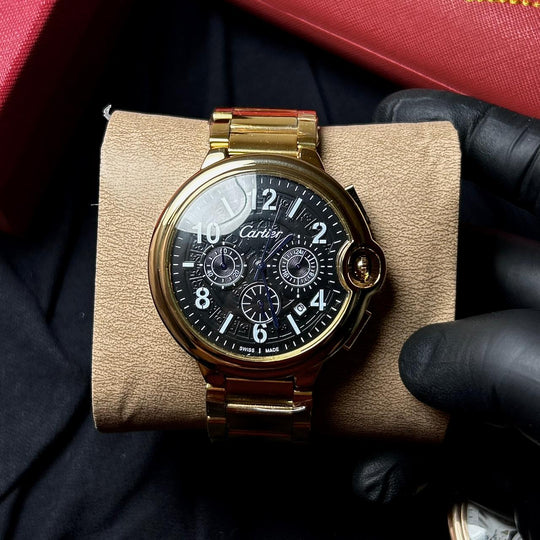 Cartier Ballon Bleu Chronograph Style – Gold Black - Giiz store