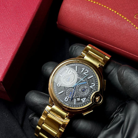 Cartier Ballon Bleu Chronograph Style – Gold Black - Giiz store