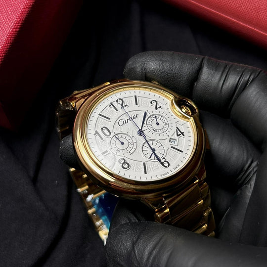 Cartier Ballon Bleu Chronograph Style – Gold White - Giiz store