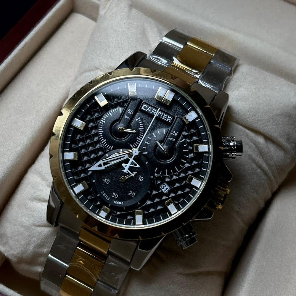 Cartier Chronograph For Him - Two Tone Black - Giiz store