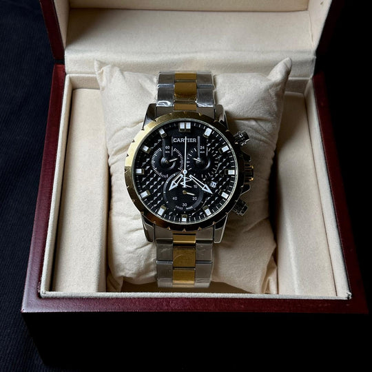 Cartier Chronograph For Him - Two Tone Black - Giiz store