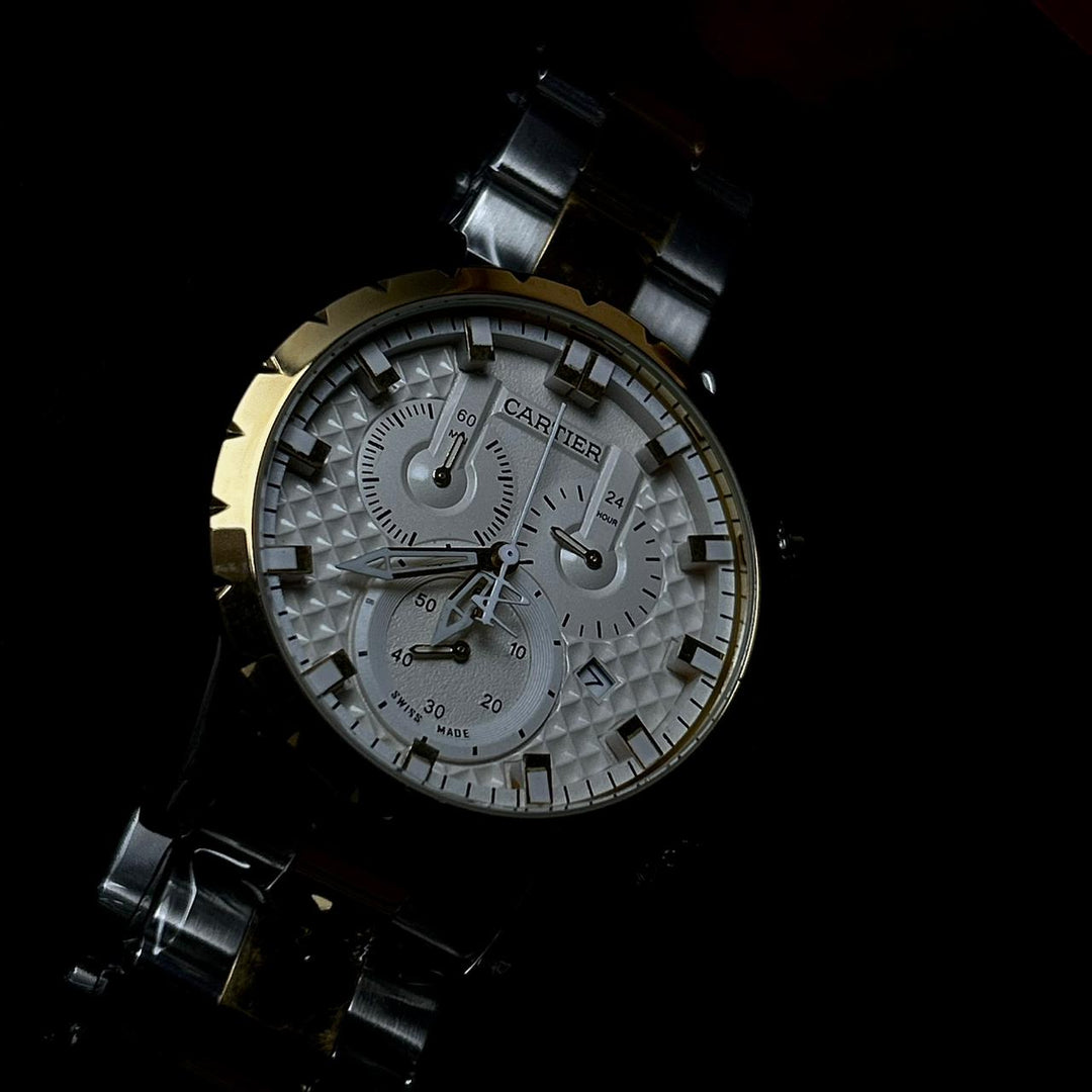 Cartier Chronograph For Him - Two Tone White - Giiz store