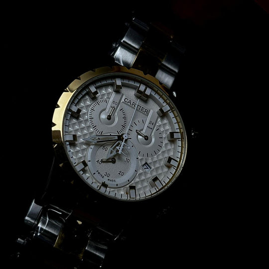 Cartier Chronograph For Him - Two Tone White - Giiz store