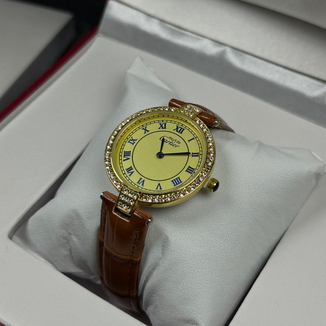 Cartier Must de Cartier Style – Brown &amp; Gold Diamond - Giiz store