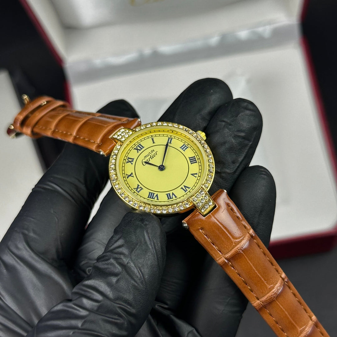 Cartier Must de Cartier Style – Brown &amp; Gold Diamond - Giiz store