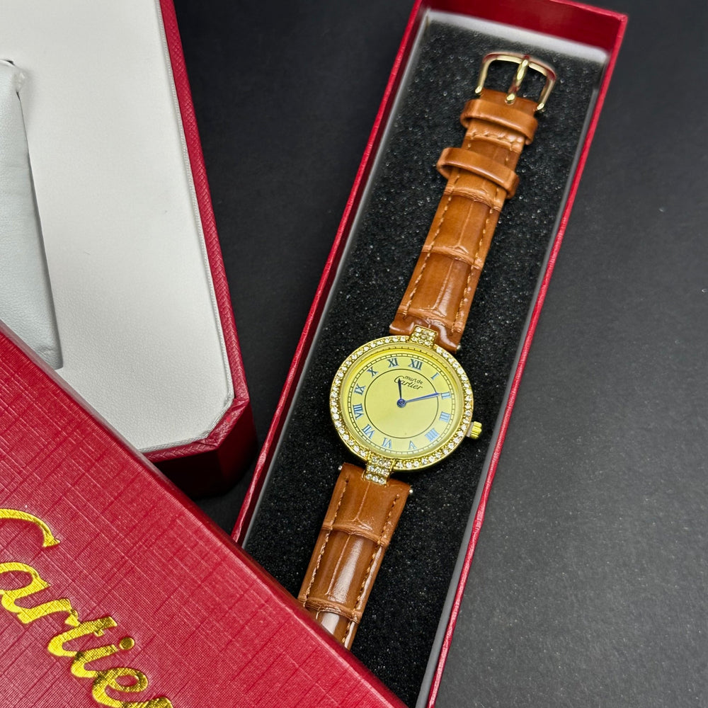 Cartier Must de Cartier Style – Brown & Gold Diamond - Giiz store