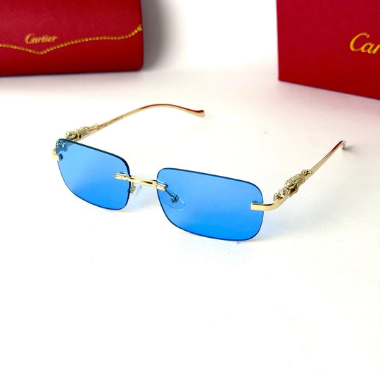 Cartier Rimless Rectangle – Electric Blue Lenses - Giiz store