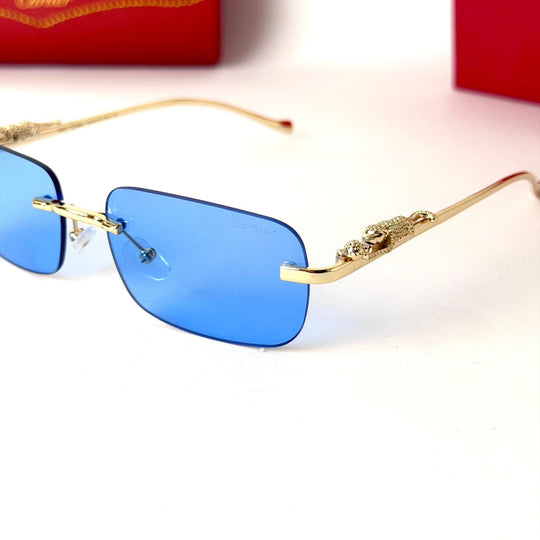 Cartier Rimless Rectangle – Electric Blue Lenses - Giiz store