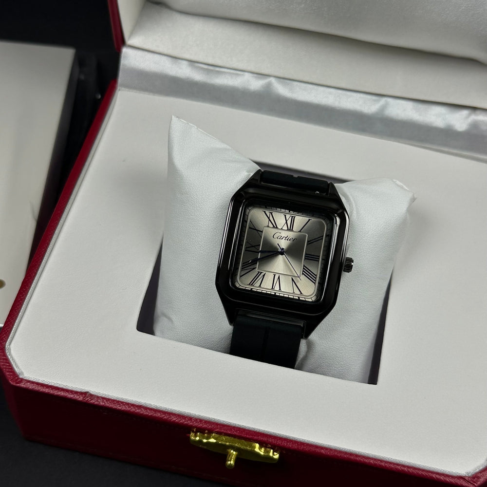Cartier Rubber Tank For Him – Black & Silver - Giiz store