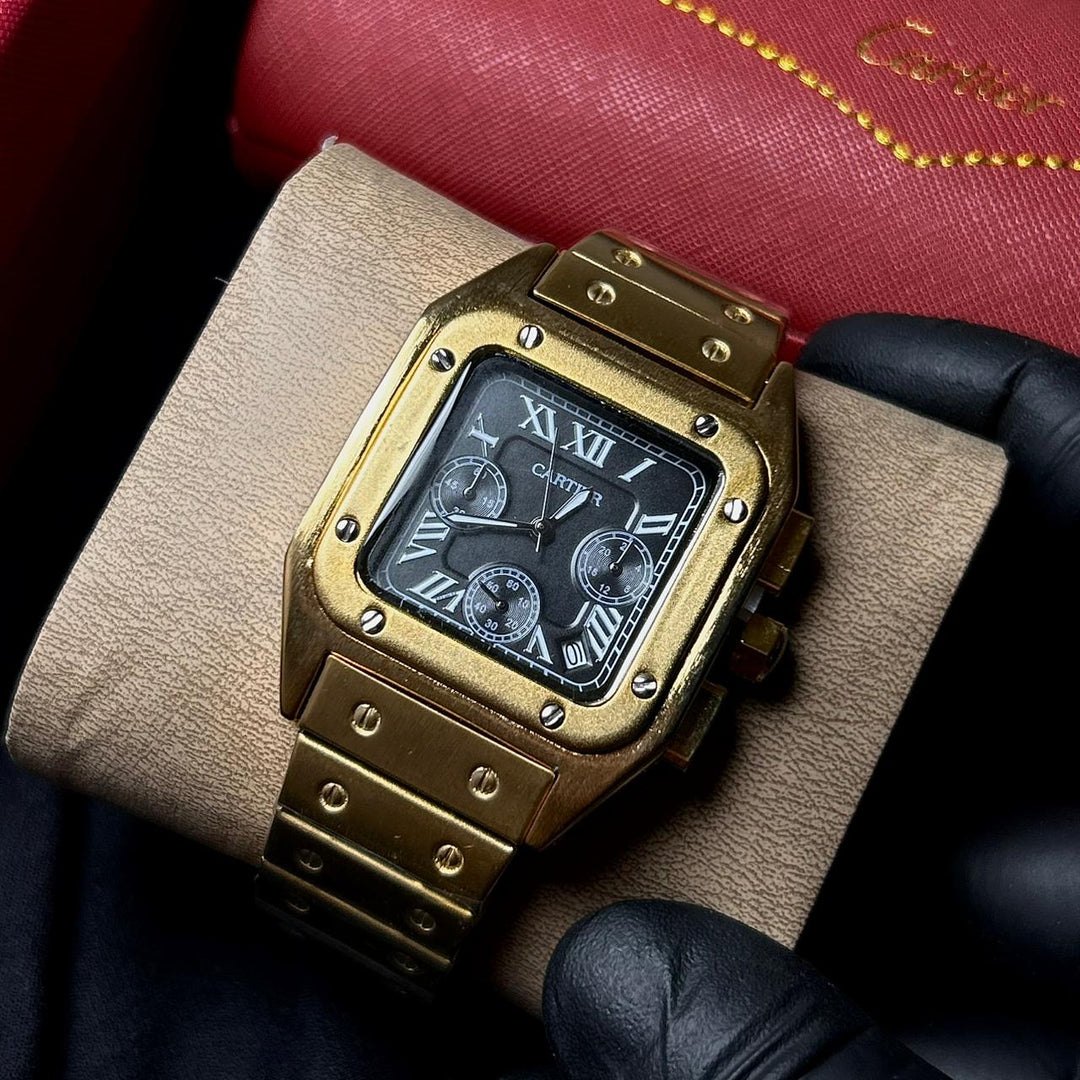 Cartier Santos Chronograph For Him – Gold Black - Giiz store