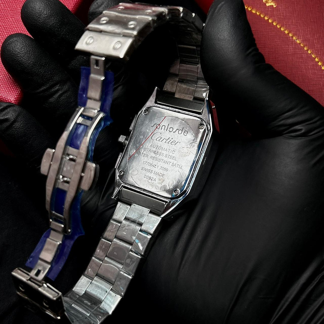 Cartier Santos Chronograph For Him – Silver Navy - Giiz store