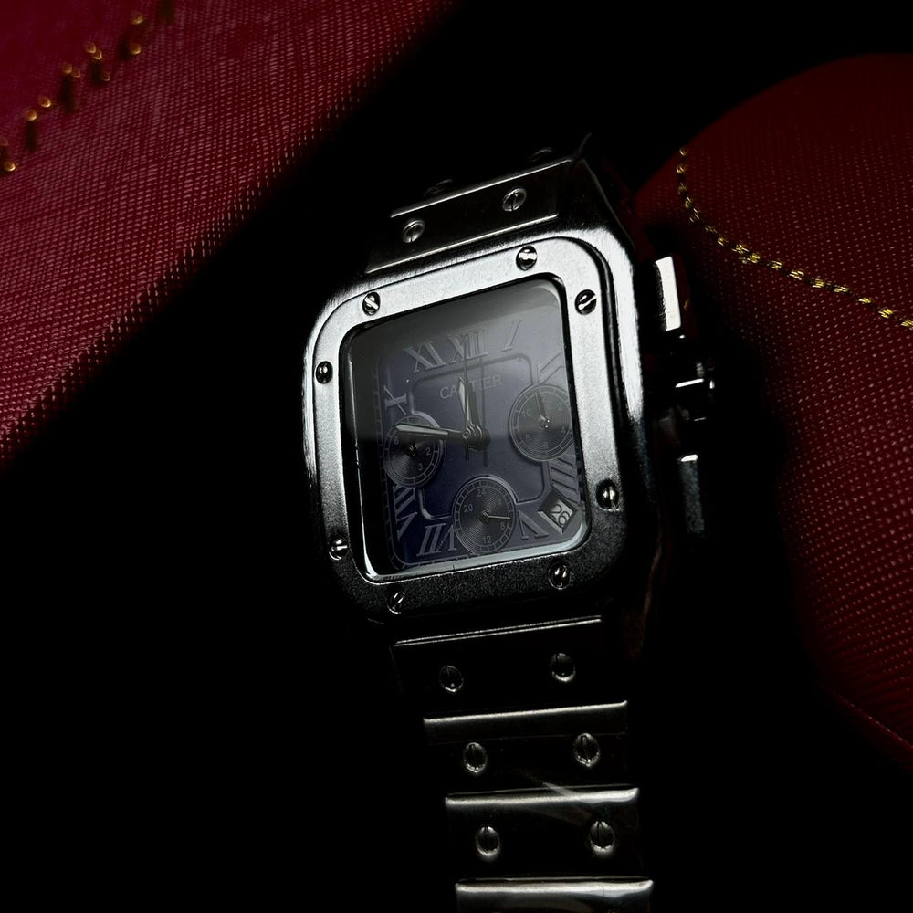 Cartier Santos Chronograph For Him – Silver Navy - Giiz store