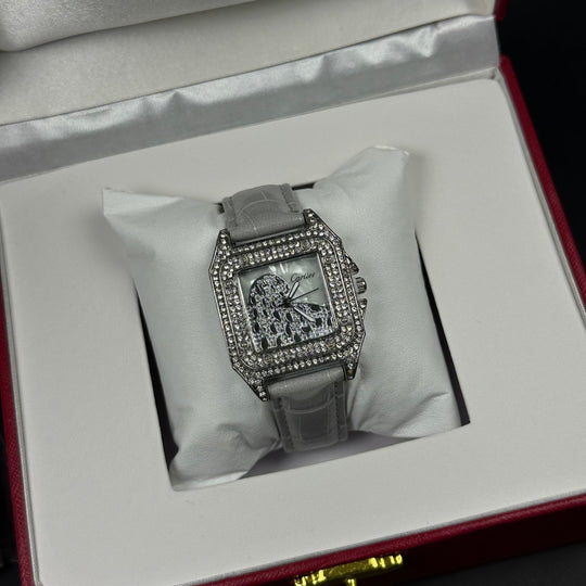 Cartier Santos de Cartier Style – Silver &amp; White Diamond - Giiz store